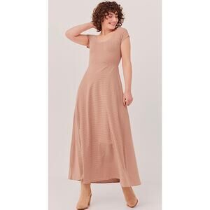 Pact Fit & Flare Crossback Maxi Dress Shell Stripe Medium Organic Cotton Casual